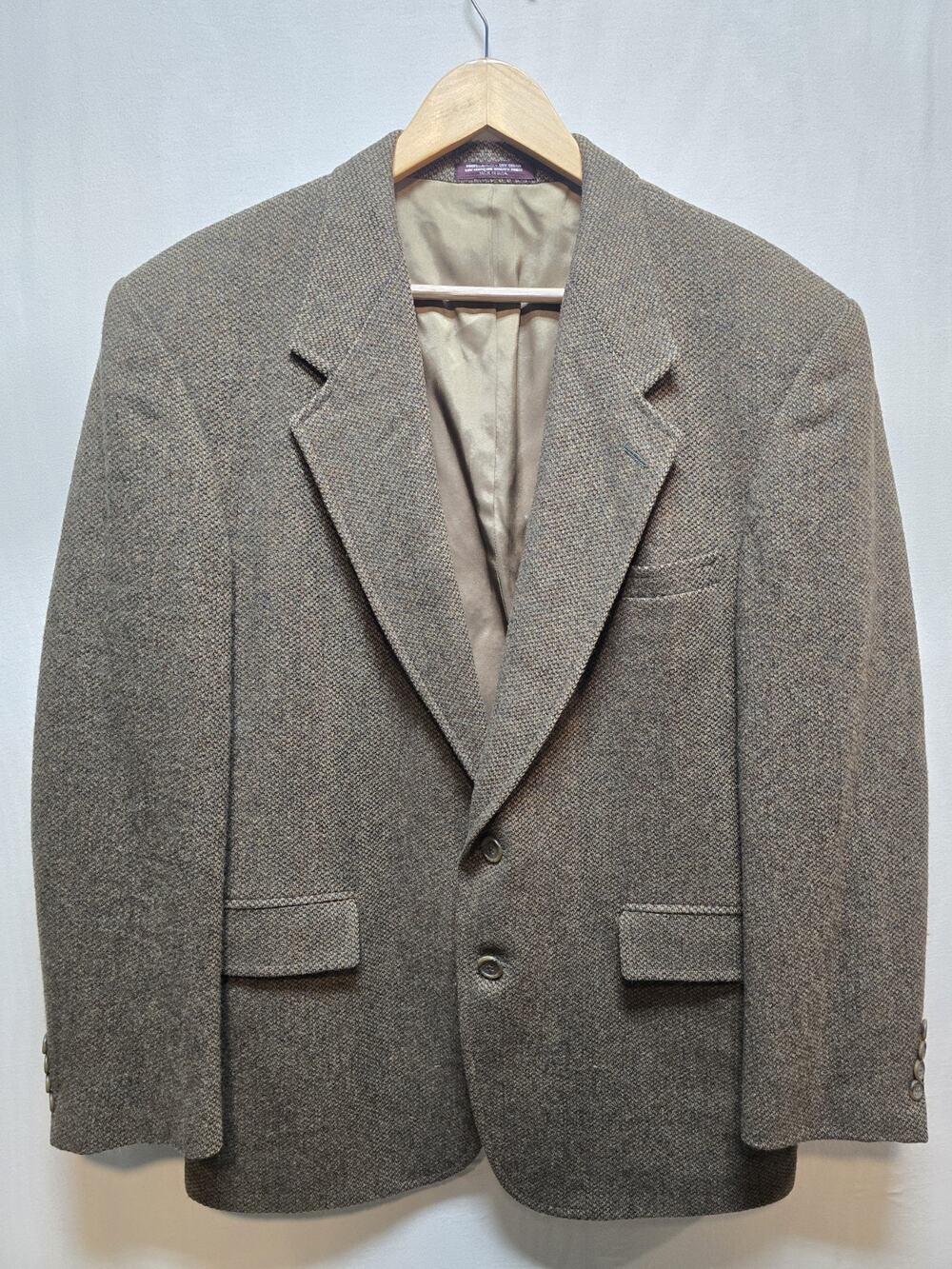 Vintage 80s LORD & TAYLOR Mens Tweed Sport Coat Blazer Jacket Brown Tan